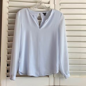 ANN TAYLOR XS PETITE PETITE LIGHT BLUE BLOUSE XSP